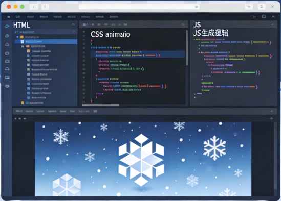 HTML+CSS+JS实现雪花飘扬